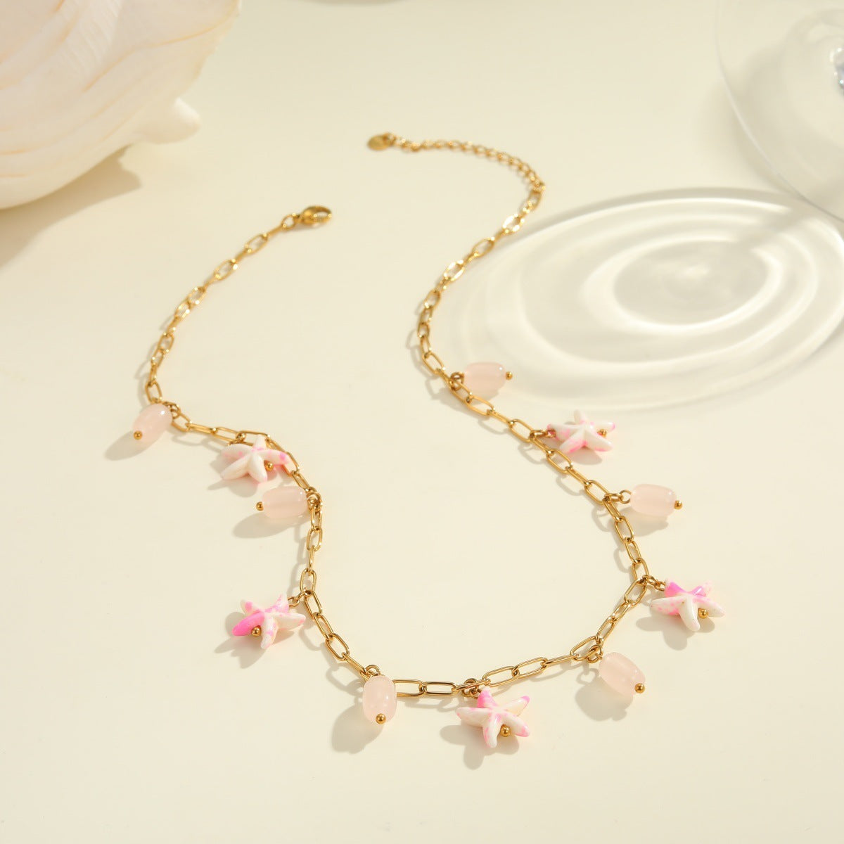 Colorful Starfish Stainless Steel Necklace Non-fading Ocean Style Bracelet