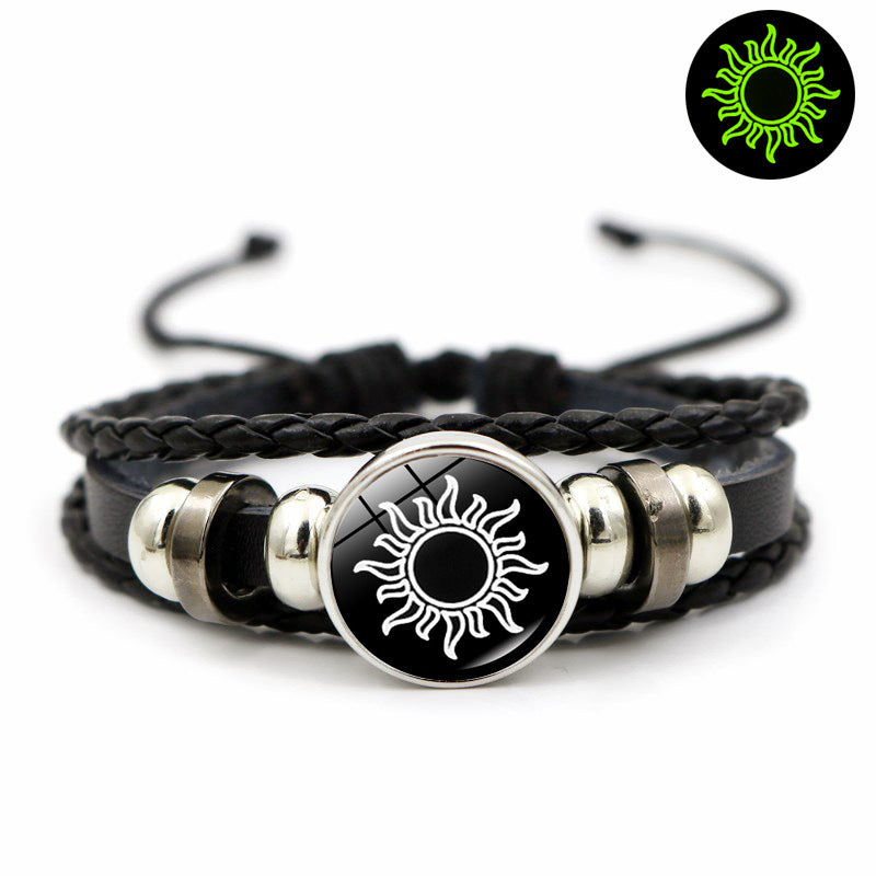 Luminous Sun And Moon Lovers Couple Leather Bracelet